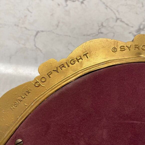 Vintage Syroco Gold Plastic Frame Carved Decorative Vanity Wall Mirror - 12.5 in - Picture 4 of 13